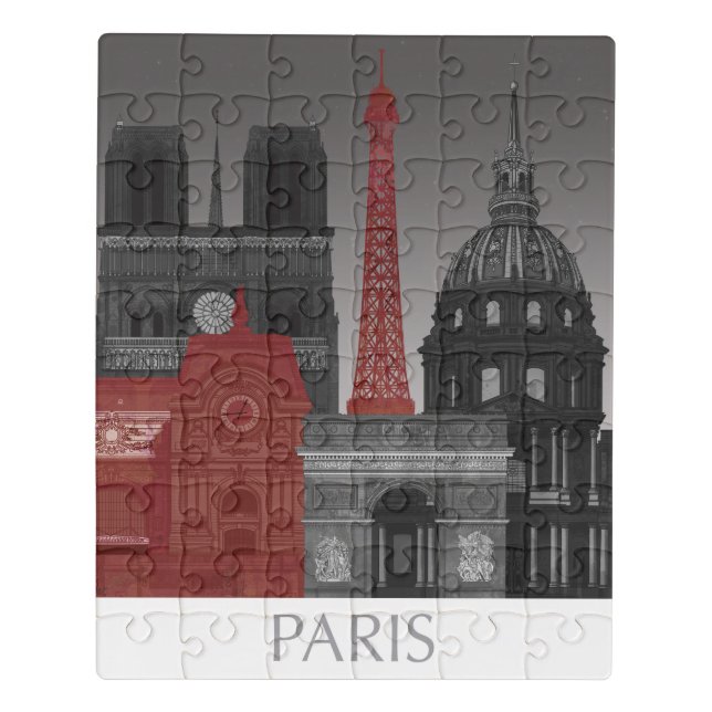 Paris Elevations by Night - Red Jigsaw Puzzle (Puzzle Vertical)