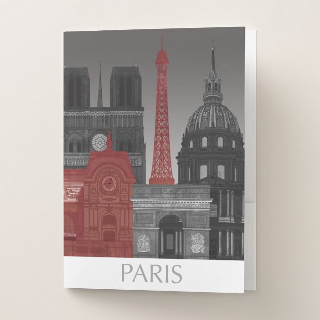 Paris Elevations by Night - Red Pocket Folder (Front)
