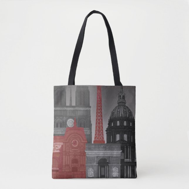 Paris Elevations by Night - Red Tote Bag (Front)