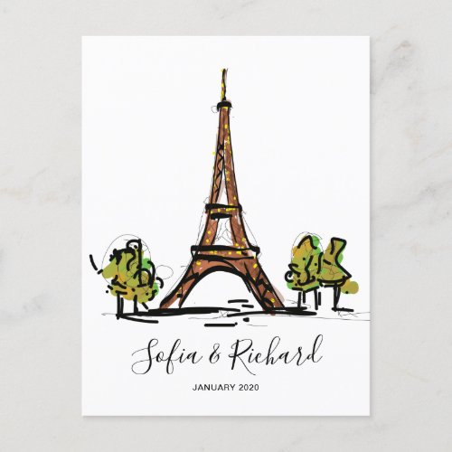 Paris Engagement proposal anniversary couple gift Holiday Postcard