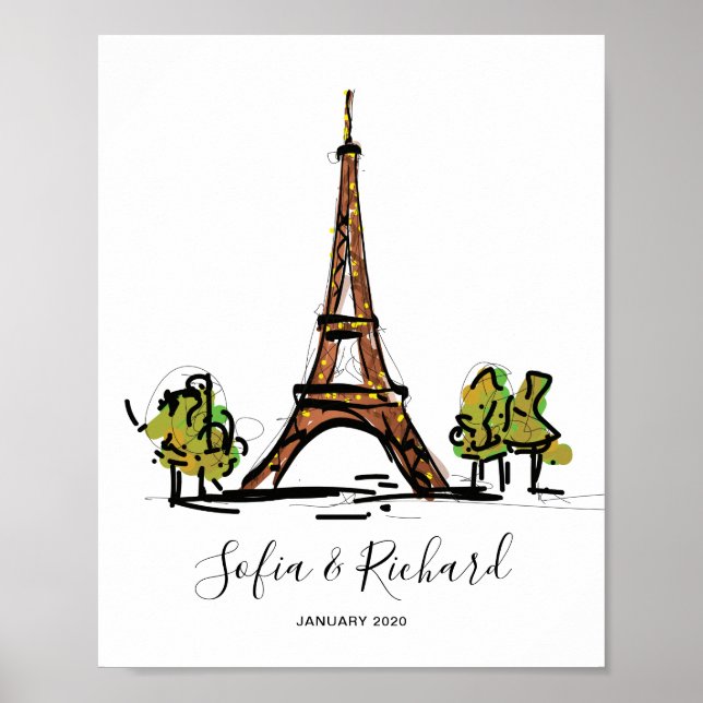Paris Engagement proposal, anniversary couple gift Poster (Front)