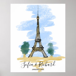 Paris Engagement proposal, anniversary couple gift Poster