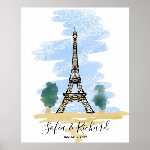 Paris Engagement proposal anniversary couple gift Poster