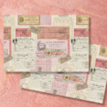 Paris Ephemera French Vintage Pink Beige Decoupage Tissue Paper<br><div class="desc">A repeat pattern that is scalable larger or smaller (if you need help doing this message us). A vision in pink! Elegant French, Parisian vintage handwriting, handwritten letters, script calligraphy, ticket stubs, invoice receipts with Paris advertising ephemera. This collage can be used to layer in decoupage or as a coordinating...</div>