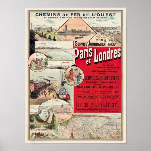 Paris et Londres Vintage Poster 1890