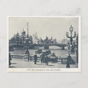 Paris Expo 1900, Pont des invalides et Rue des nat Postcard