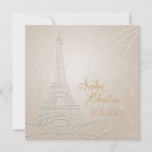 Paris fall  winter wedding  invitations