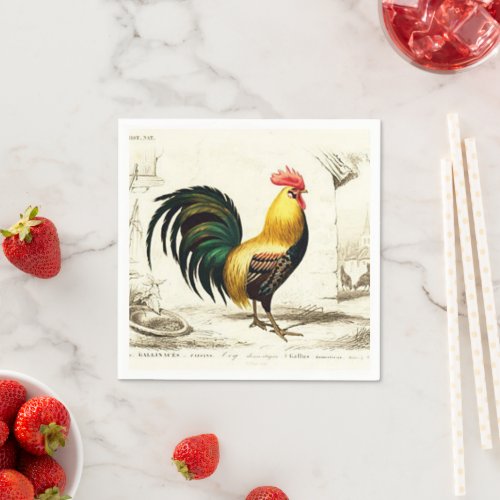 Paris farm rooster any purpose party napkin