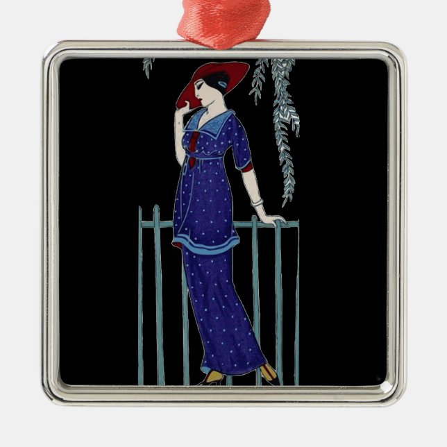 Paris fashion 1920s elegant lady metal ornament (Front)