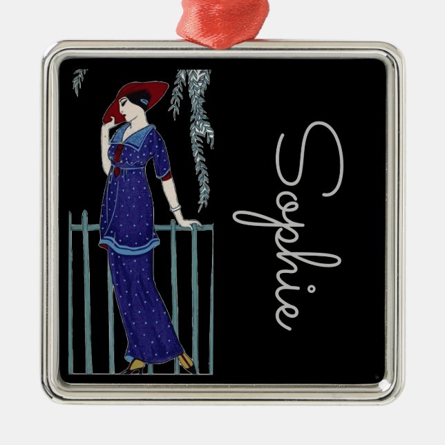 Paris fashion 1920s elegant lady personal name metal ornament (Front)