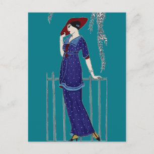 Paris fashion 1920s elegant lady postcard