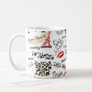Paris fashion and glamor seamless pattern coffee mug