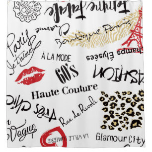 Paris fashion and glamor seamless pattern shower curtain