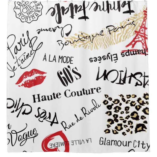 Paris fashion and glamor seamless pattern shower curtain (Front)