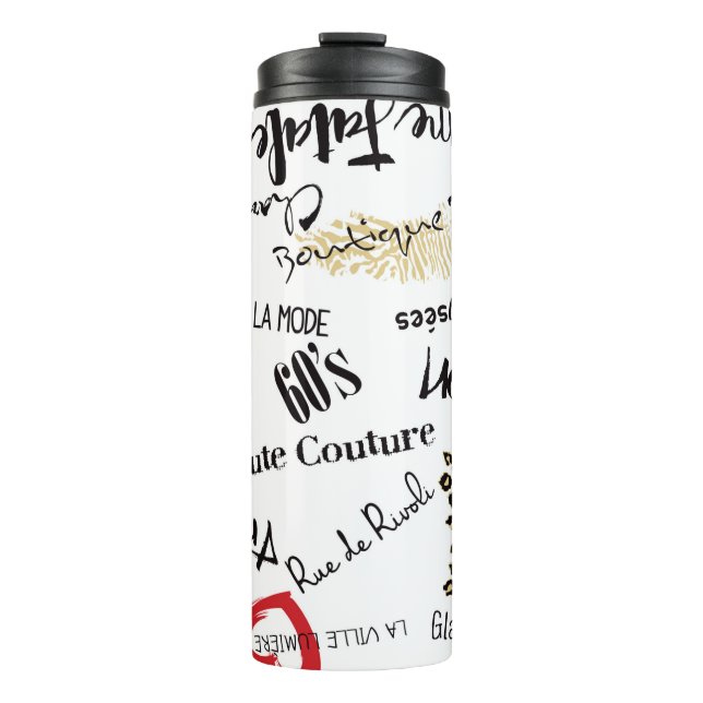 Paris fashion and glamor seamless pattern thermal tumbler (Front)