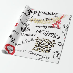 Paris fashion and glamor seamless pattern wrapping paper