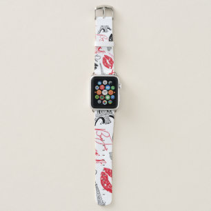 Paris fashion, calligraphic Eiffel Tower pattern. Apple Watch Band