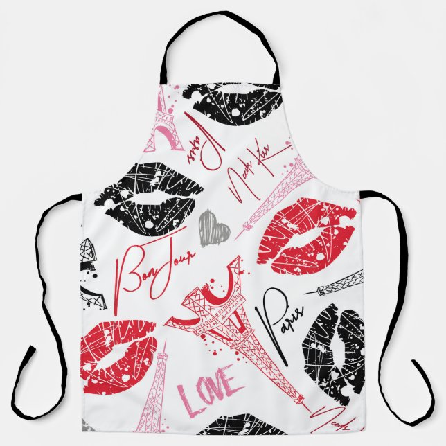 Paris fashion, calligraphic Eiffel Tower pattern. Apron (Front)