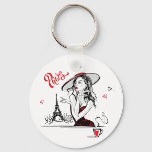 Paris, Fashion & Coffee Keychain