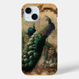 paris fashion girly flower vintage peacock iPhone 15 case