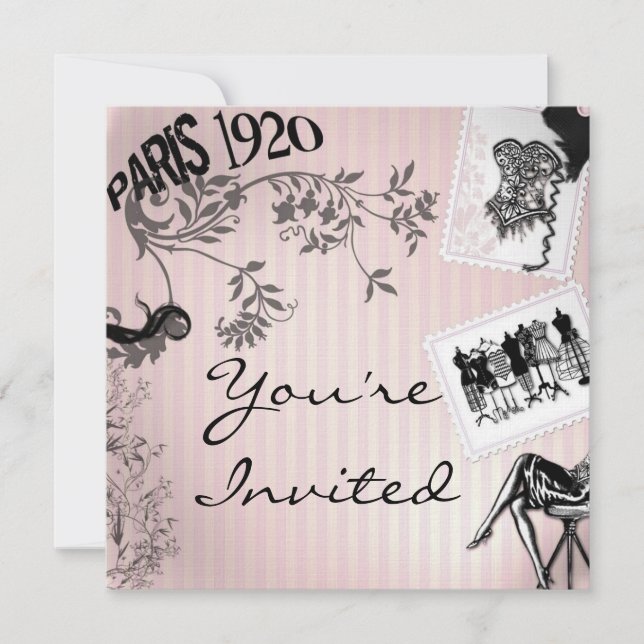 Paris FASHION Theme Shower Invitations (Front)