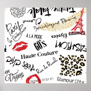 Paris fashion: vintage glamour pattern. poster