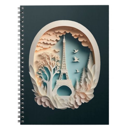 Paris Faux Papercut Style Spiral Photo Notebook