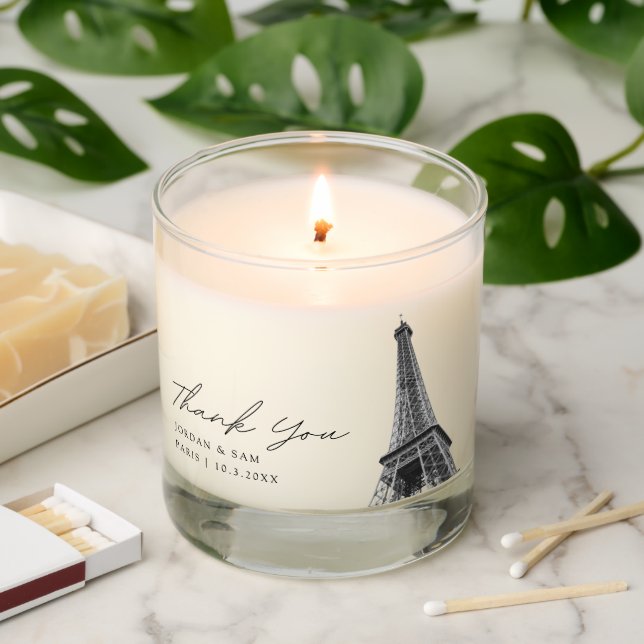 Paris Favor Modern Luxury Wedding Gift Vanilla Scented Candle (Lit)