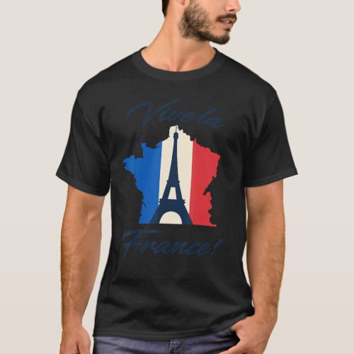 Paris Flag Eiffel Tower French Souvenir Vive La Fr T_Shirt