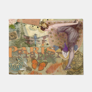 Paris Flapper Art Deco Peacock Vintage Doormat