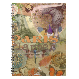 Paris Flapper Art Deco Peacock Vintage Notebook