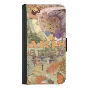Paris Flapper Art Deco Peacock Vintage Wallet Phone Case For Samsung Galaxy S5