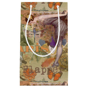 Paris Flapper Art Deco Peacock Vintage Small Gift Bag