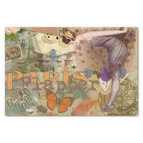 Paris Flapper Art Deco Peacock Vintage Tissue Paper