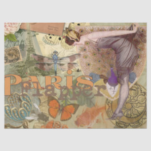 Paris Flapper Art Deco Peacock Vintage Tissue Paper