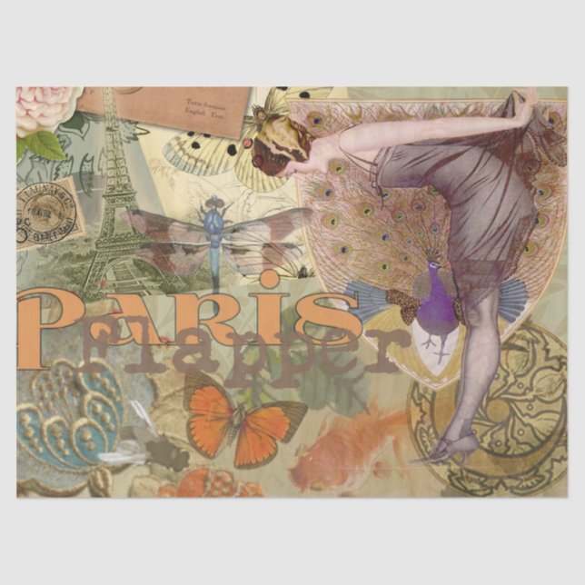 Paris Flapper Art Deco Peacock Vintage Tissue Paper (Front)