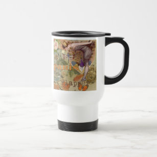 Paris Flapper Art Deco Peacock Vintage Travel Mug