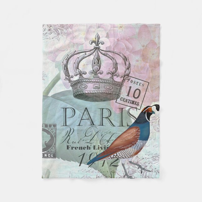 Paris floral fleece blanket (Front)