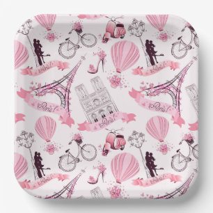 Paris Floral Paper Plates