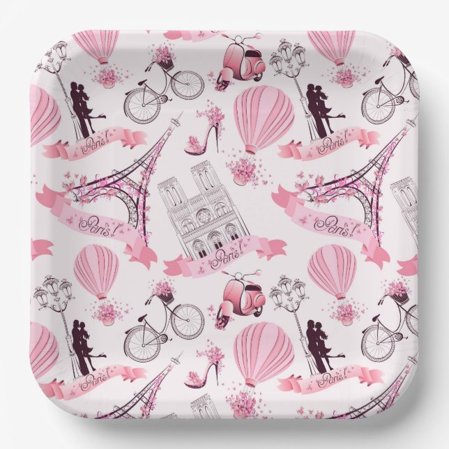 Paris Floral Paper Plates (Front)