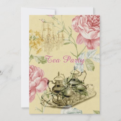 paris floral spring bridal shower tea party card