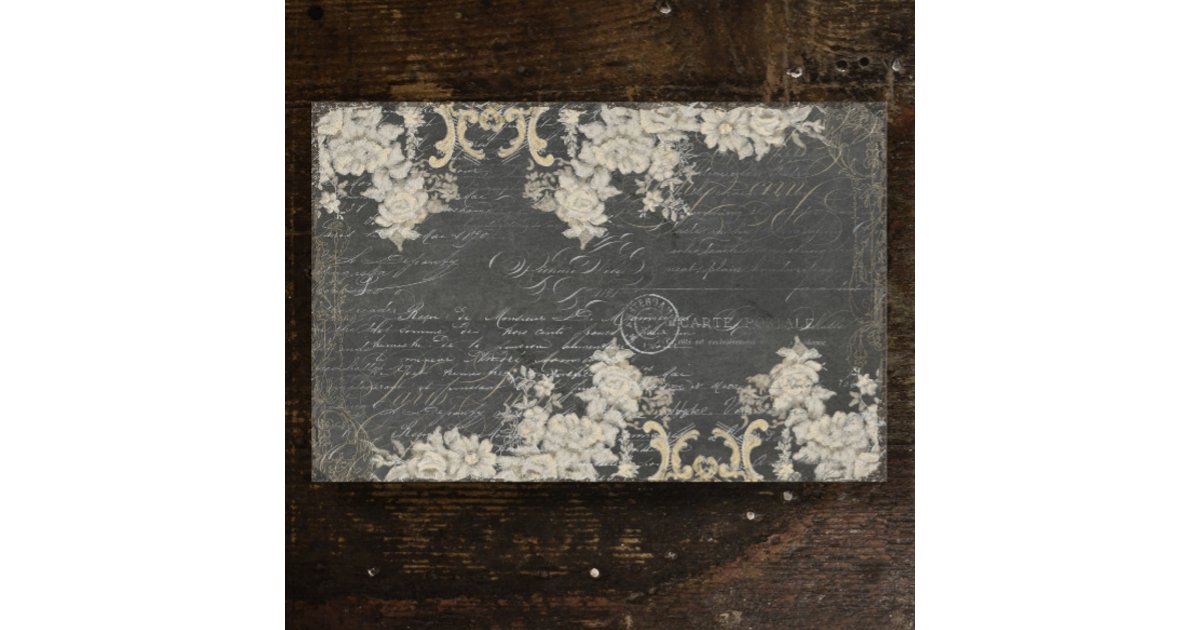 Empherma Script Paper Paris Floral Vintage Ephemera Script Decoupage Tissue Paper | Zazzle