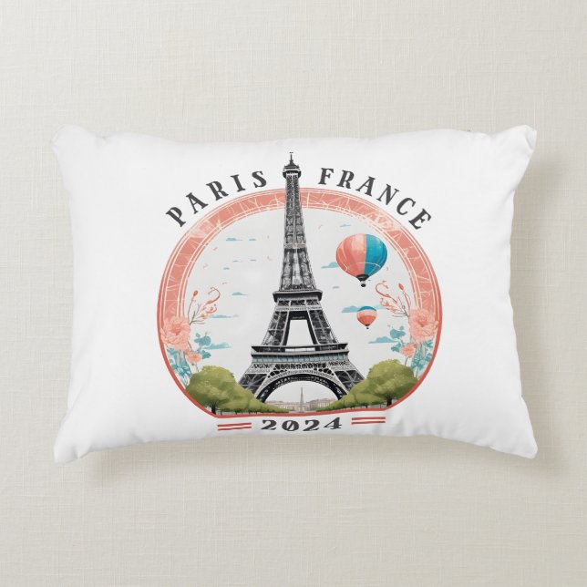 Paris France 2024 Accent Pillows, Eiffel Tower Accent Pillow (Front)