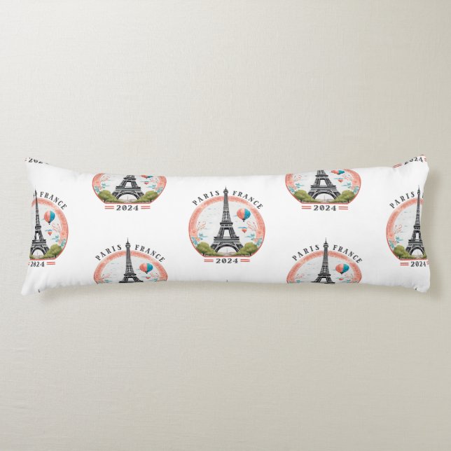 Paris France 2024 Body Pillows, Eiffel Tower Pillow (Front)