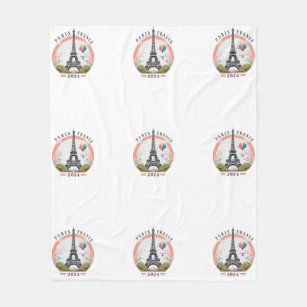 Paris France 2024 Fleece Blankets, Eiffel Tower