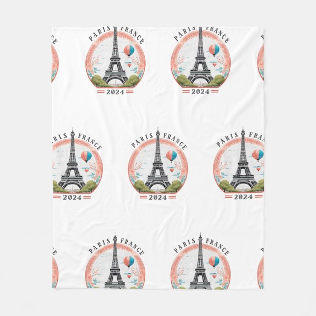 Paris France 2024 Fleece Blankets, Eiffel Tower (Front)