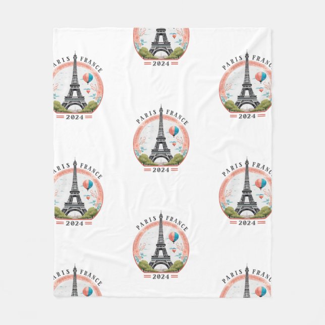 Paris France 2024 Fleece Blankets, Eiffel Tower (Front)