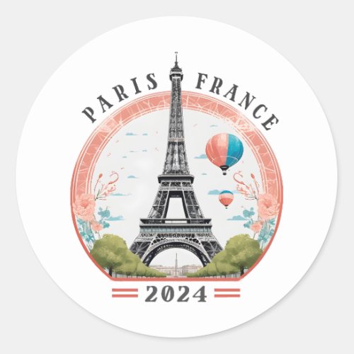 Paris France 2024 Fleece Blankets Eiffel Tower Classic Round Sticker