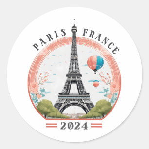 Paris France 2024 Fleece Blankets, Eiffel Tower Classic Round Sticker
