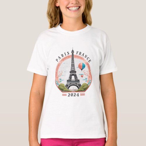 Paris France 2024 Girls T_Shirt Paris France 2024 T_Shirt